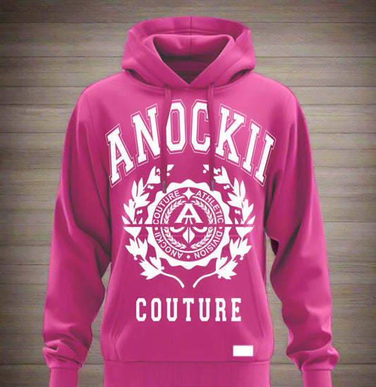 Anockii Couture Pink Big University Logo Hoodie